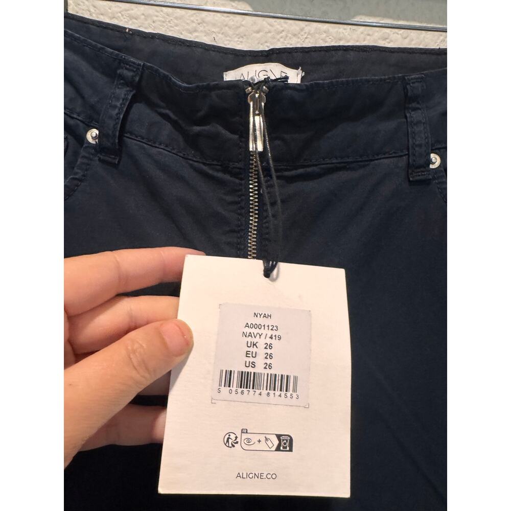 ALIGNE Nyah Wide Leg Zip Front Pants Navy Blue W26 NWT - Picture 3 of 5